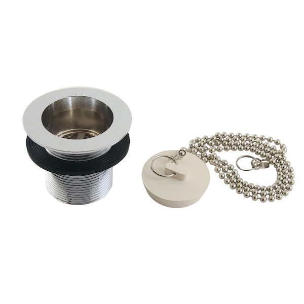 112 Chain and Stopper Tub Drain with 134 Body Thread, Polished Chrome